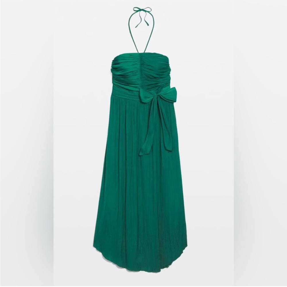 WHBM $170 Strapless Pleated Tie-Waist Dress